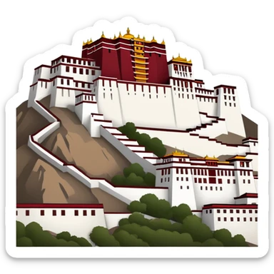 Potala Palace Lhasa Tibet simple cartoonish emoji style white and red Tibetan building sticker