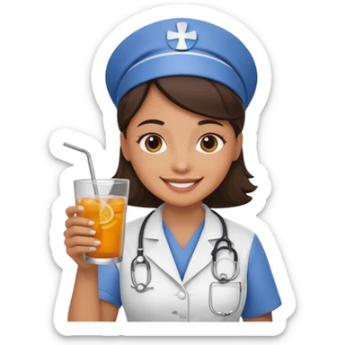 nurse holding drink sticker