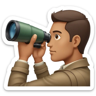 a man from the side looking through a spyglass sticker