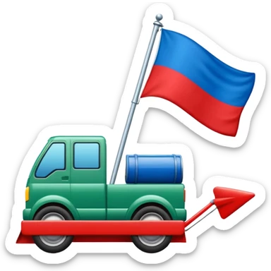 bandera mitad superior, azul y mitad inferior verde con una rueda de carruaje roja en el centro sticker