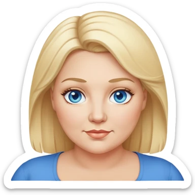 A middle aged plus size woman with blonde hair and blue eyes sticker