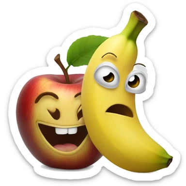 Banana smiles and pets a scary Apple sticker