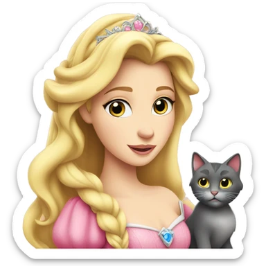 Princess Aurora Whit Cat pink  sticker
