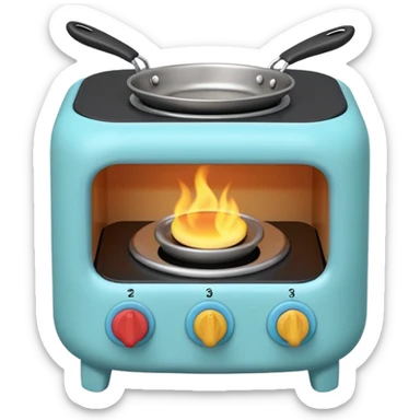 Cute toy stove, single burner only, front view.
BabyBus-style 2.5D soft shading, bright pastel colors
Rounded chunky toy shape, simple details.
Even studio lighting, NO harsh light, NO realism, NO textures.
Smooth matte surface, no outlines, no strokes.
Clean background. sticker