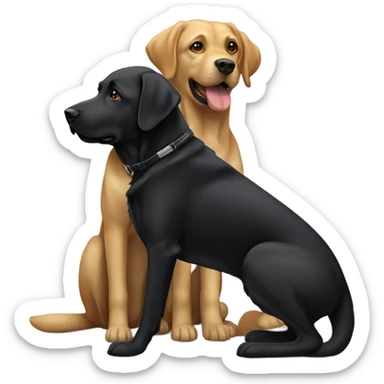 Black and Alsatian and golden Labrador standing next to each other  sticker