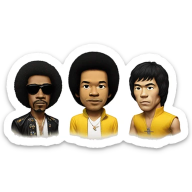 Khayan with Jimi Hendrix and Bruce Lee sticker