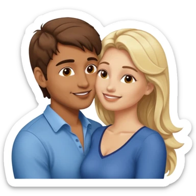 Indian brown hair man kisses blonde white woman sticker