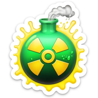 create a poison bomb which is radioactive in color, make the poison inside spoiling out and make the bomb gradient from green to yellow sticker