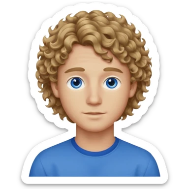 20 year old boy with wavy-curly dark blonde hair and blue eyes  sticker