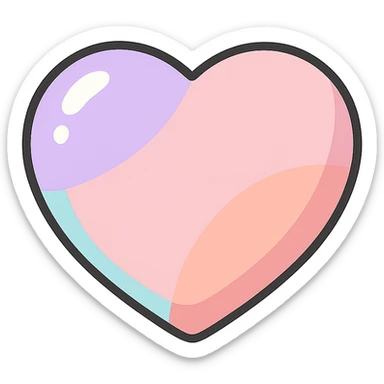 plump rounded heart, icon-color-outlined style, no stripes or decoration, only shape, detailed shadows and highlights, thin clean contours, soft rounded shapes, pastel palette #98B5BC, #B5B3C1, #C9A3C9, #E4C0CA, #F7DCD1, #F7C0AA, modern Japanese pop art and sticker aesthetic, soft lighting, transparent background sticker