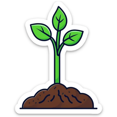 A small green plant sprouting from soil, growing upwards, with a blue progress bar above it indicating gradual improvement sticker