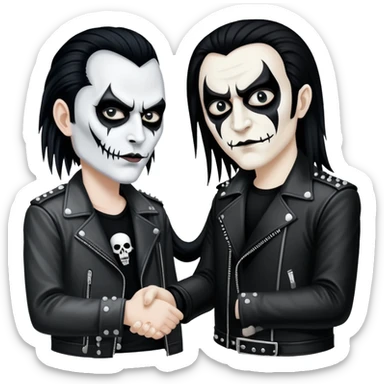 A black metal artist and an ordinary rock musician shake hands sticker