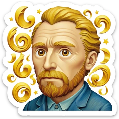 cinematic-realistic-vincent-van-gogh-pop-culture-emoji,-featuring-an-expressive-portrayal-inspired-by-the-legendary-painter-rendered-with-dynamic,-swirling-textures-and-artistic-lighting. sticker