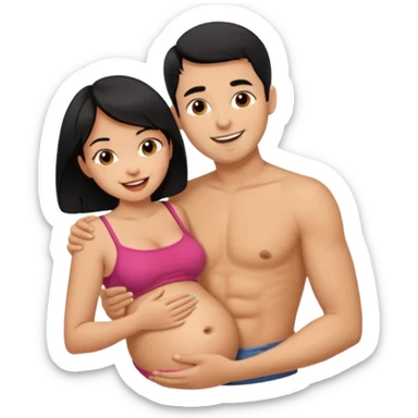Man licking Woman Belly sticker