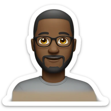 Black man with European haircut and beard and wearing glasses sticker