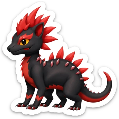 Shiny cool Fiery gothic evil black and red salandit-Liten-torracat with a red Mohawk  sticker