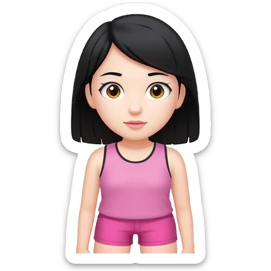 Black haired young adult wearing pink shorts  sticker