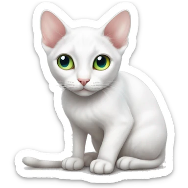 skinny white cat with heterochromia sticker