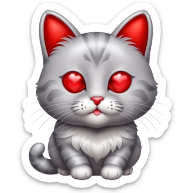 British cat holding a metallic red and heart-shaped balloon ( Valentine's Day theme ) sticker
