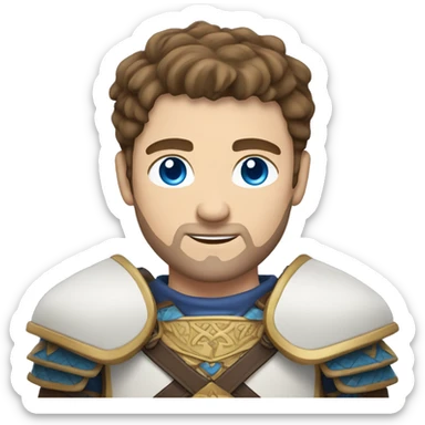 British white male with brown hair and blue eyes wearing a Mongolian warrior outfit sticker