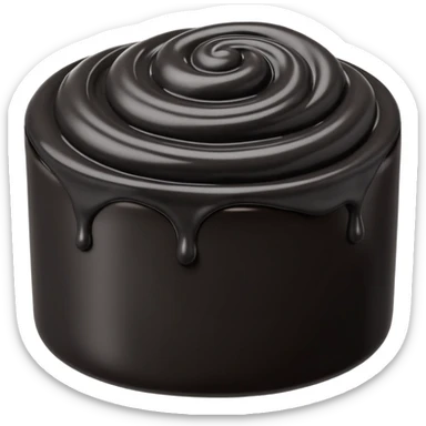 black sesame paste, small mound or swirl, deep black, thick and glossy, smooth with slight ripples, rich opaque color, subtle reflections, no extras, apple emoji style, soft lighting, transparent background, emoji scale sticker