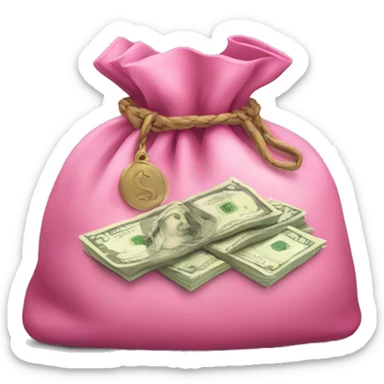 Pink bag full of money sticker