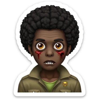 Zombie dark black Afro hair sticker