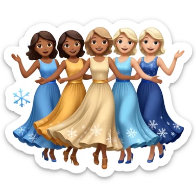 ladies dancing while snow is coming down sticker