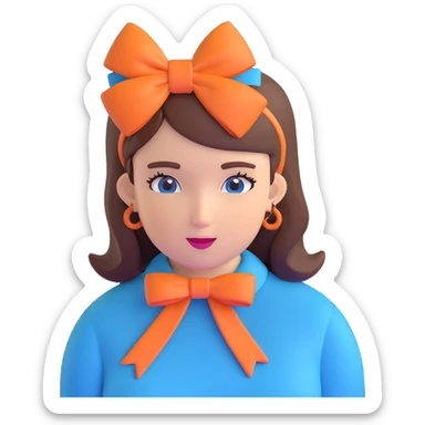 woman wearing a blue bow on her head sticker
