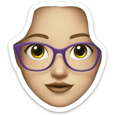 white-girl-purple-wavy-hair-green-eyes-square-glasses sticker