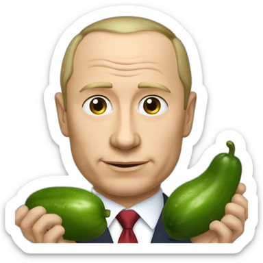 Putin com um pepino na boca sticker