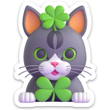 cat with clover on head sticker