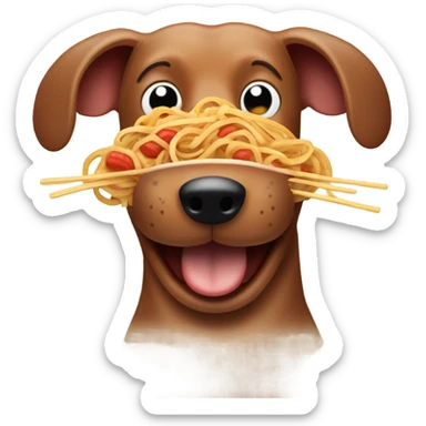 Sausage dog eating spaghetti  sticker