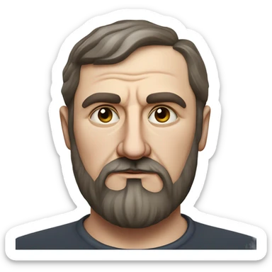 Russian writer Alexander Kuprin Photorealism A plump serious man of Slavic appearance with litle eyes with beard and mustache, with a  short haircut, big detailed face, wrinkled face sticker