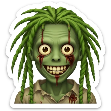 Make a image of a zombie with dreads make it like a emoticon sticker