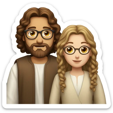 Jesus and a white girl with brown curly hair wearing glasses sticker