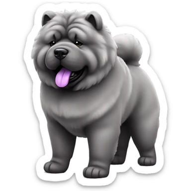 Full body blue Chow chow with purple tongue, photorealistic 4k sticker