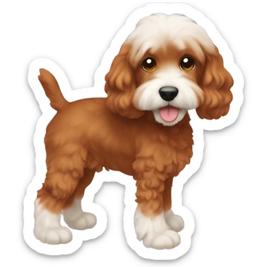 brownish orange cockapoo in colour, with white fur ONLY in her stomach and chin, and feet. Make fully brown-orange except for stomach and feet sticker