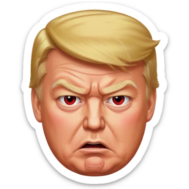 Donald Trump is vey furious. Red with anger. photorealistic sticker