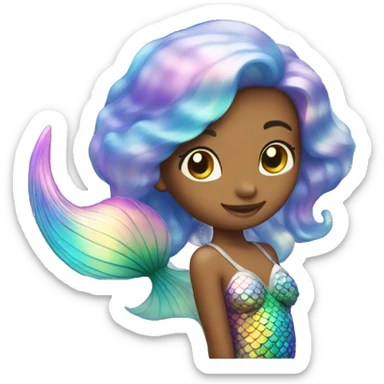 Iridescent mermaid with iridescent tail sticker