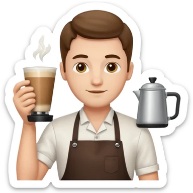 barista man with apron sticker