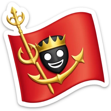 Create a flag with red on the sides like the Trinidad flag with black in middle. Add a gold 🔱 in the middle where the black is sticker