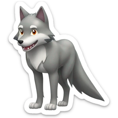 Shiny Wolf-Pokémon with a shark tail and a shark fin on back Full Body sticker