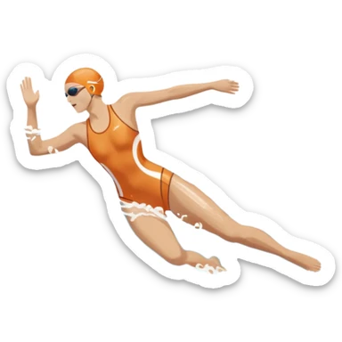 An icon featuring a swimmer in mid-stroke, cutting through the water with a strong, fluid motion. The design includes ripples around the swimmer’s body and a pool lane line in the background, symbolizing speed and technique in swimming. Transparent background highlights the grace sticker