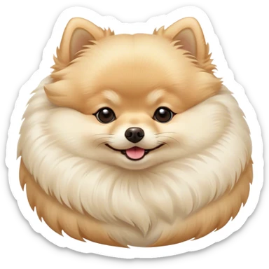 Meme-Worthy Cute Sleeping Cream Pomeranian Portrait Emoji, Head resting peacefully with a contented smile, showcasing a delightfully compact build and a luxuriously soft, fluffy cream Fur, eyes shut in a serene nap, Simplified yet hilariously adorable features, highly detailed, glowing with a soft, drowsy light, high shine, relaxed and utterly lovable, stylized with an air of playful laziness, bright and heartwarming, soft glowing outline, capturing the essence of a comically sleepy companion, so meme-worthy it feels like it could instantly become the next viral sensation of adorable slumber! sticker