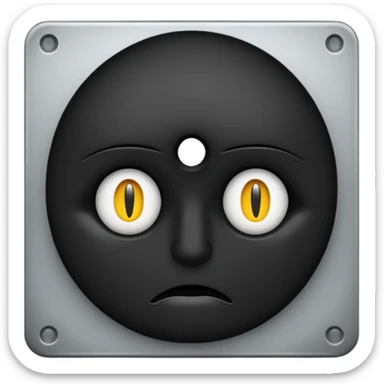 Minimal emoji, single eye made of black metal, pupil replaced by a solid metal number 8, restrained gothic symbolism, avant-garde minimalism, no glow, no neon, flat emoji style, centered, transparent background sticker