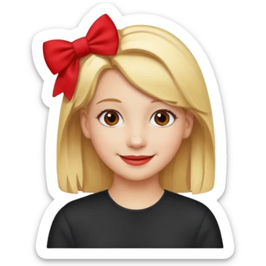  girl with blonde hair and red color hairclip sticker