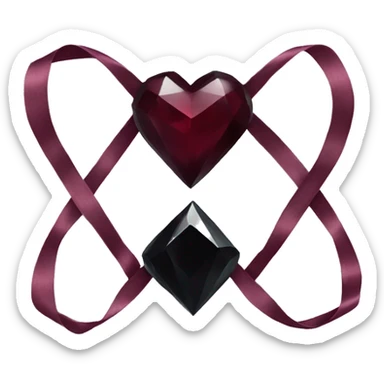 crystal black heart wrapped in a burgundy bow sticker