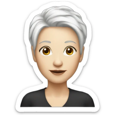older white skin women black very short hair   sticker