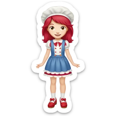 pretty and cute realistic modern day strawberry shortcake full body with red shoes emoji sticker